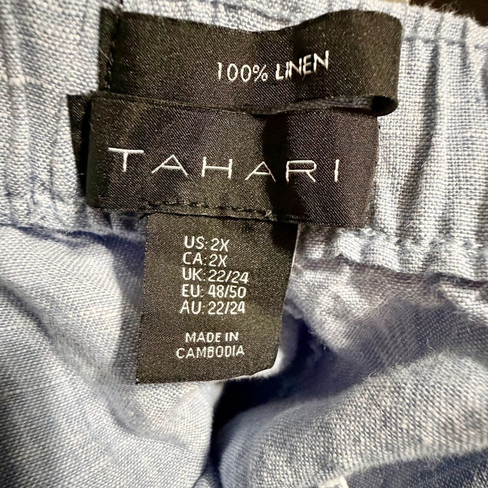 Tahari 100% Linen Drawstring Elastic Waist Shorts Size 2X Good Pre-Owned Cond - Picture 3 of 7